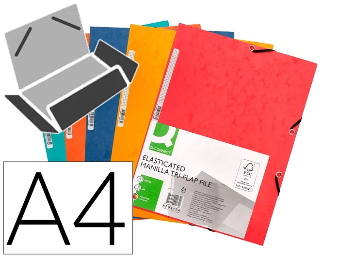 Q-connect Carpeta de solapas en símil prespán con elástico, colores surtidos Q-connect Carpeta de solapas en símil prespán con elástico, colores surtidos