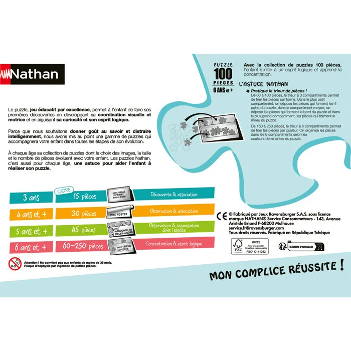 Nathan Puzzle Gatito Arcoíris de 100 Piezas para Niños desde 6 Años - Cartón Grueso y Duradero - 12004295