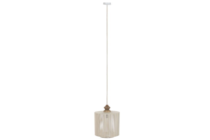 DKD Home Decor Lámpara de Techo de Algodón y Mango Natural