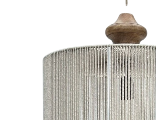 DKD Home Decor Lámpara de Techo de Algodón y Mango Natural