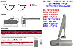 Telescop Cierres Delta 1800 Retenedor Regulable Negro AS1859TNE