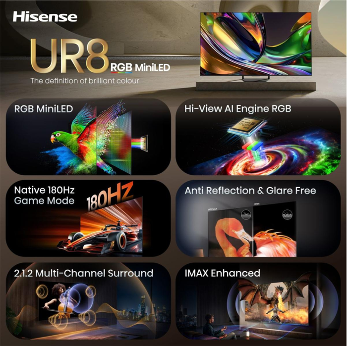 Hisense 65UR8S Smart TV 65 pulgadas RGB-Mini LED 4K Ultra HD Hisense 65UR8S Smart TV 65 pulgadas RGB-Mini LED 4K Ultra HD