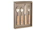 DKD Home Decor Set de Cubertería 16 Piezas Inox Ratan Natural