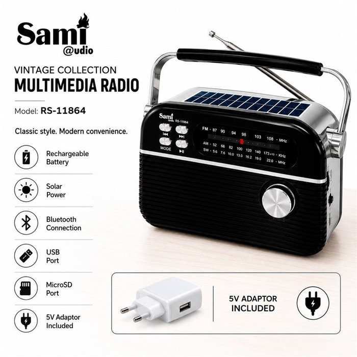 SAMI Radio Sami Vintage 3 bandas solar/batería multimed