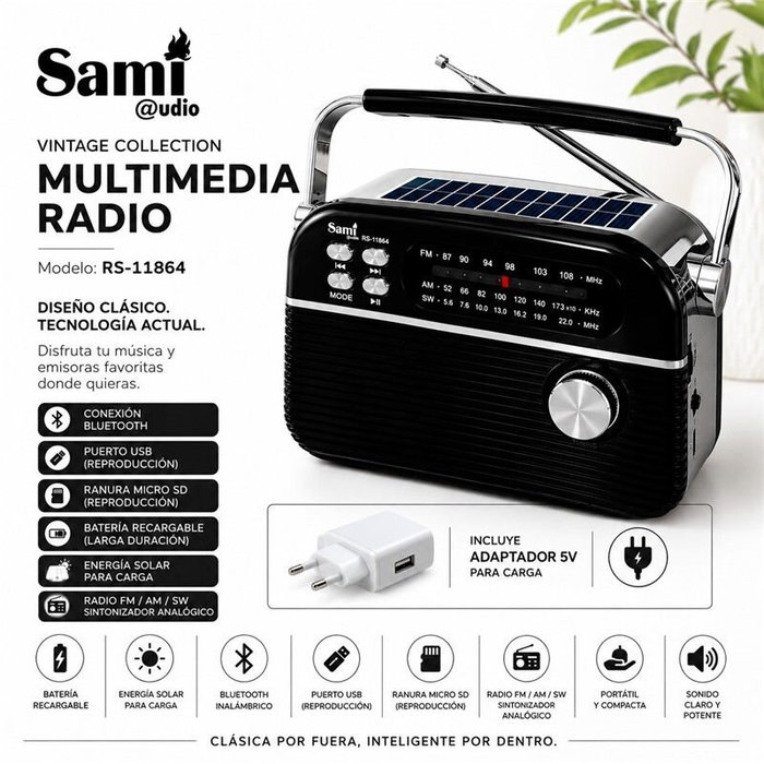 SAMI Radio Sami Vintage 3 bandas solar/batería multimed