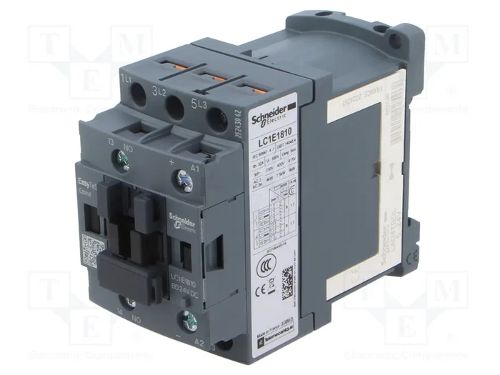 SCHNEIDER ELECTRIC LC1E1810BD Easy TeSys Contactor 3-polar 18A 24VDC SCHNEIDER ELECTRIC LC1E1810BD Easy TeSys Contactor 3-polar 18A 24VDC