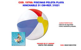 PISCINAS PELOTA Piscina Playa Hinchable Colores 51 cm