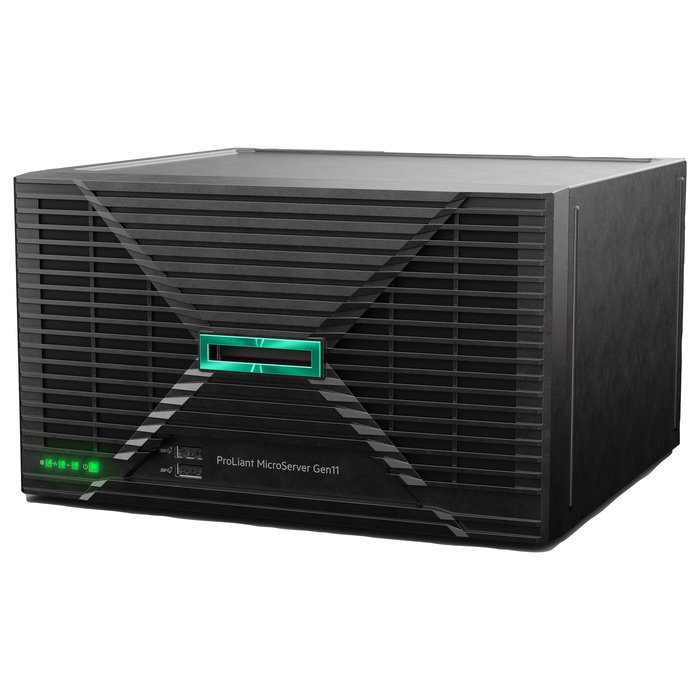 Hewlett Packard Enterprise ProLiant MicroServer Gen11 G7400 16GB DDR5 1TB HDD Intel Pentium Gold 3.7GHz 4xLFF Chasis Ultra Micro Torre Negra Server