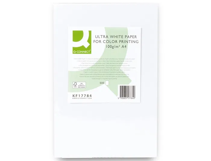 Q-connect Papel Fotocopiadora Ultra White Din A4 100 Gramos Paquete 500 Hojas