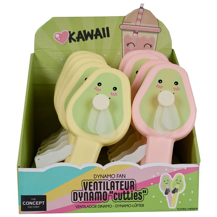 The Concept Factory Ventilador Dinamo Aguacate Kawaii Portátil Manual Sin Pilas