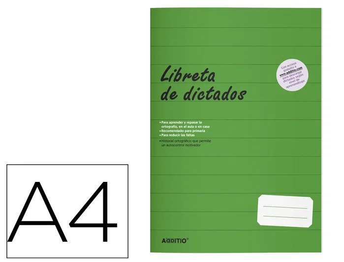 ADDITIO Cuaderno de Dictados Primaria A4 de 64 Hojas
