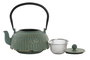 DKD Home Decor Tetera Oriental Verde Hierro Colado Inox 12.5 x 15 x 15.5 cm Capacidad 1l