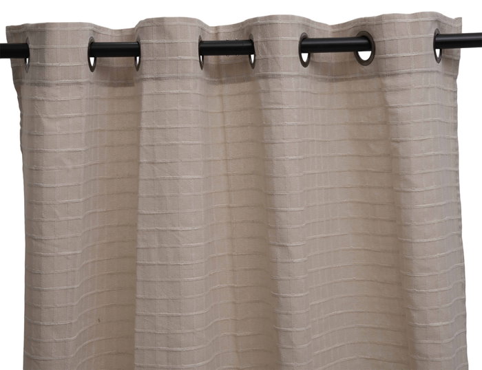 DKD Home Decor Cortina Boho Beige 260 x 140 cm (2 Unidades) de Algodón y Poliéster con 8 Anillas