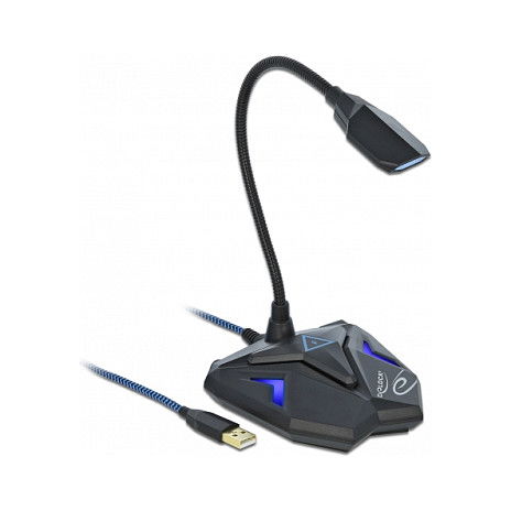 DeLOCK Desktop USB Gaming Mikrofon mit Schwanenhals und Mute Button