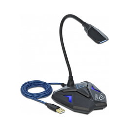 DeLOCK Micrófono Gaming USB de Escritorio con Cuello de Cisne y Botón de Silencio