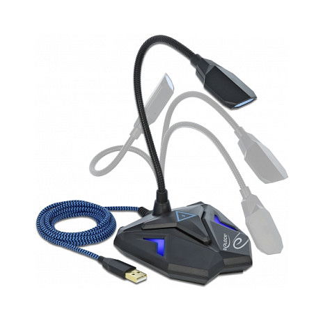 DeLOCK Desktop USB Gaming Mikrofon mit Schwanenhals und Mute Button