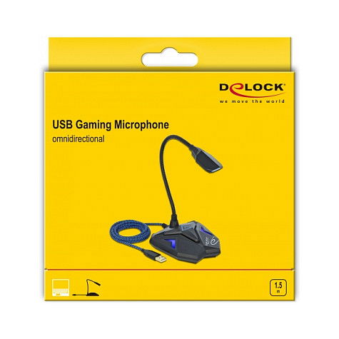 DeLOCK Desktop USB Gaming Mikrofon mit Schwanenhals und Mute Button