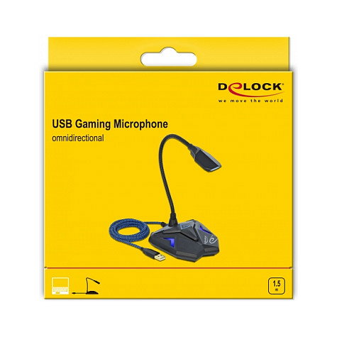 DeLOCK Micrófono Gaming USB de Escritorio con Cuello de Cisne y Botón de Silencio DeLOCK Micrófono Gaming USB de Escritorio con Cuello de Cisne y Botón de Silencio