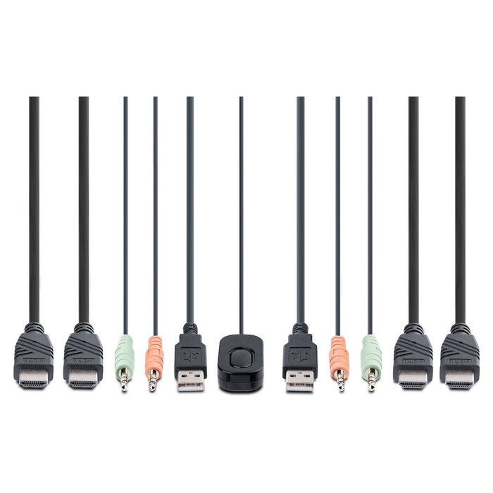 StarTech KVM Switch HDMI Dual Monitor 2-Port 4K 60Hz con Cables Integrados USB-A/HDMI/Audio 1.5m STARTECH.COM