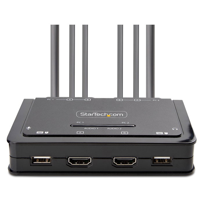 StarTech KVM Switch HDMI Dual Monitor 2-Port 4K 60Hz con Cables Integrados USB-A/HDMI/Audio 1.5m STARTECH.COM