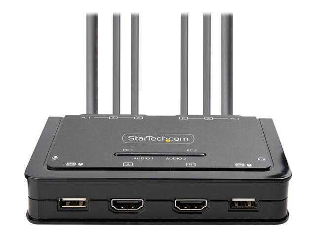 StarTech.com Interruptor KVM de 2 Puertos Dual Monitor HDMI 4K 60Hz Negro