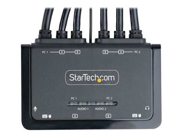 StarTech.com Interruptor KVM de 2 Puertos Dual Monitor HDMI 4K 60Hz Negro