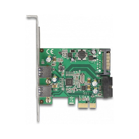 DeLOCK Tarjeta PCI Express USB 3.2 Gen 1 (5 Gbit/s), 2 Puertos Externos + 1 Interno, PCIe x1 Perfil Bajo, Incluye Soporte de Montaje