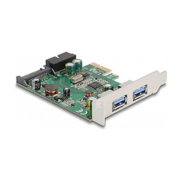 DeLOCK Tarjeta PCI Express USB 3.2 Gen 1 (5 Gbit/s), 2 Puertos Externos + 1 Interno, PCIe x1 Perfil Bajo, Incluye Soporte de Montaje