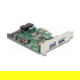 DeLOCK Tarjeta PCI Express USB 3.2 Gen 1 (5 Gbit/s), 2 Puertos Externos + 1 Interno, PCIe x1 Perfil Bajo, Incluye Soporte de Montaje