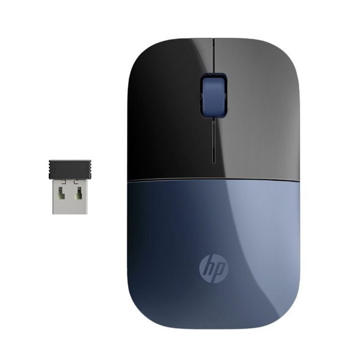 HP Ratón Inalámbrico Z3700 Negro Azul, Conexión USB 2.4 GHz, Batería de Larga Duración Hasta 16 Meses, Receptor Nano Incluido, Diseño Delgado y Portátil