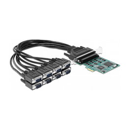 DeLOCK 90411 Tarjeta de Expansión PCIe x1 a 8 Puertos Seriales RS-232, con Cable y Controladores, Compatible con Windows 10/8.1/7