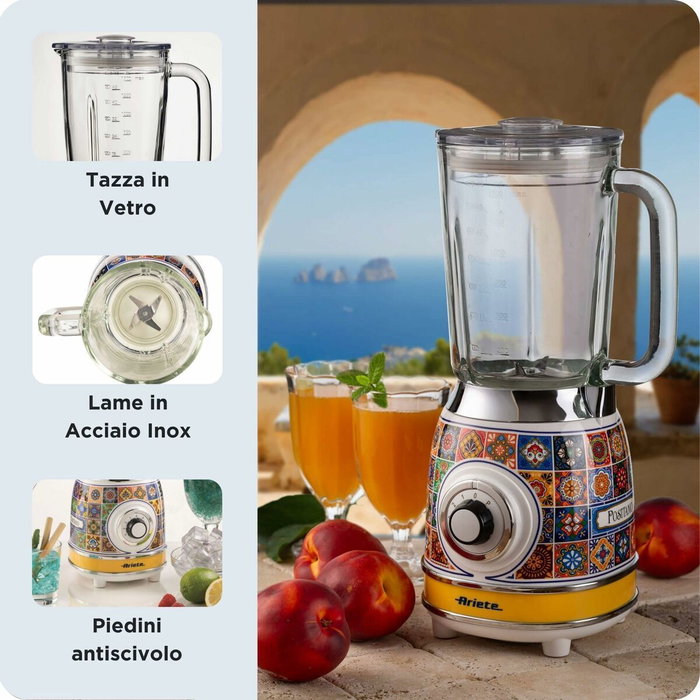 Ariete Positano Batidora de Vaso con Vaso de Vidrio 1,5 L Multicolor