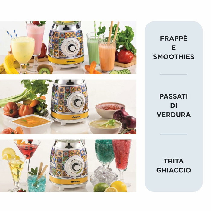 Ariete Positano Batidora de Vaso con Vaso de Vidrio 1,5 L Multicolor