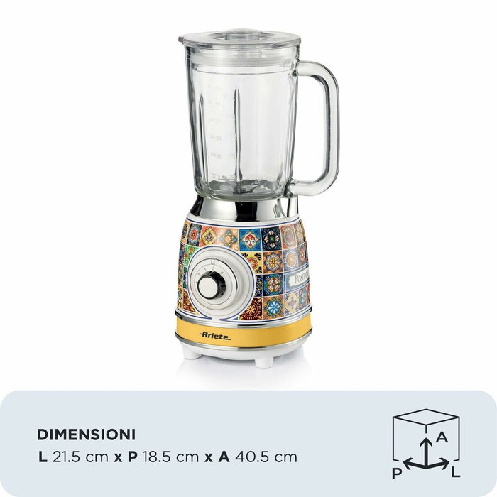 Ariete Positano Batidora de Vaso con Vaso de Vidrio 1,5 L Multicolor