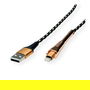 ROLINE 11.02.8923 Cable de Carga y Sincronización USB 2.0 a Lightning, 1m, Negro/Oro