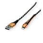 ROLINE Cable de carga y sincronización Lightning a USB A 1 m, Negro/Oro