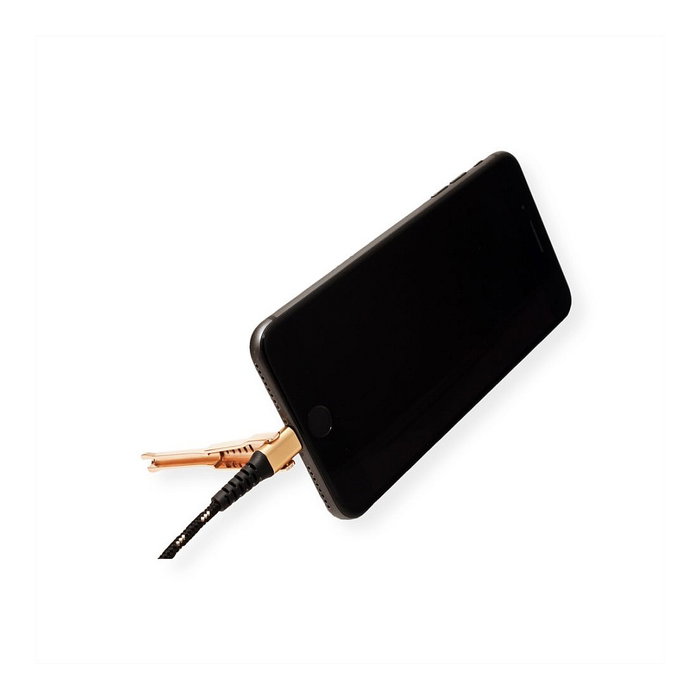 ROLINE Cable de carga y sincronización Lightning a USB A 1 m, Negro/Oro