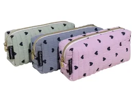 Exacompta Estuche portatodo rectangular de algodón con corazones