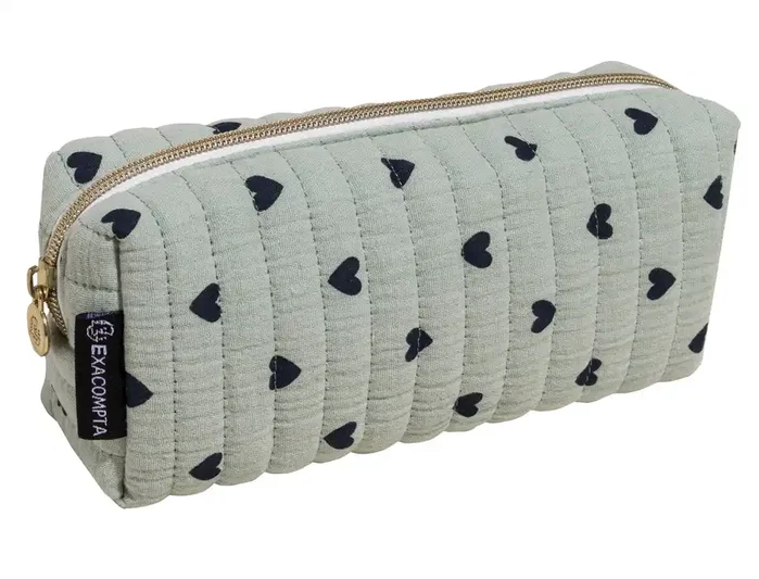 Exacompta Estuche portatodo rectangular de algodón con corazones Exacompta Estuche portatodo rectangular de algodón con corazones