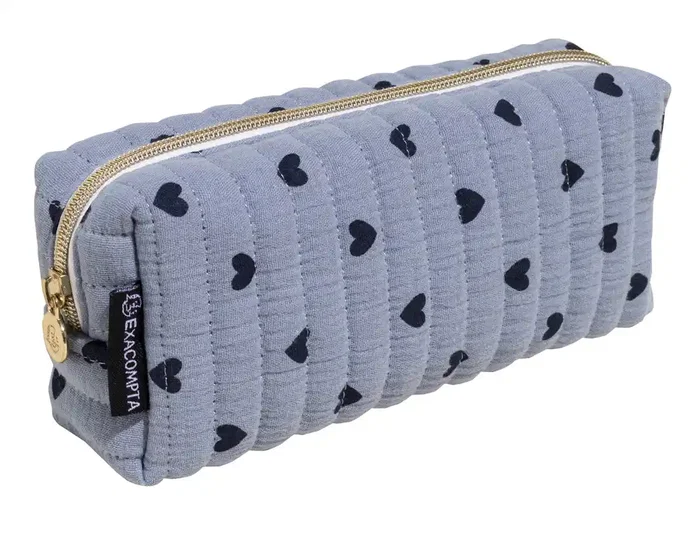 Exacompta Estuche portatodo rectangular de algodón con corazones Exacompta Estuche portatodo rectangular de algodón con corazones