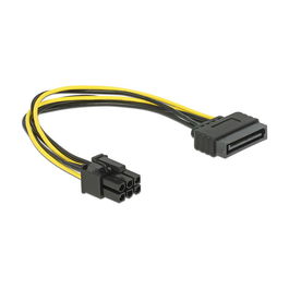 DeLOCK 82924 Adaptador de Corriente SATA a 6 Pin PCI-E, 0,21m Macho/Macho Negro/Amarillo