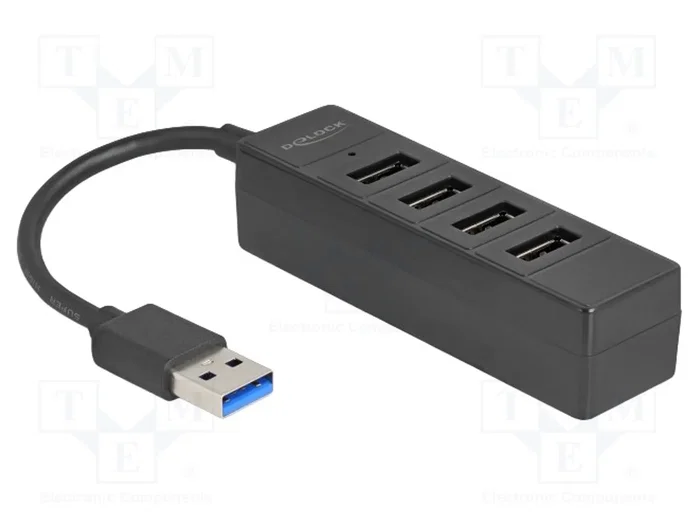 DeLOCK Hub USB 4 Puertos 3.2 Gen 1 Negro 64350