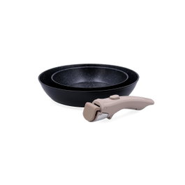 Quid Set de 2 Sartenes de Aluminio Forjado Click Chef Beige 20-26 cm