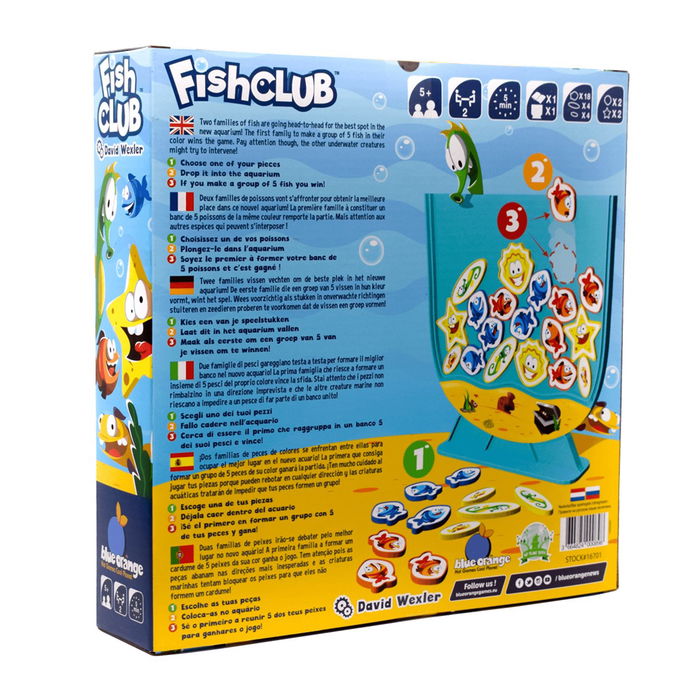 Blue Orange Fish Club - Juego de Mesa Estratégico Infantil a Partir de 5 Años, 2 Jugadores, Partidas Rápidas 5 Min, Multilingüe, Referencia BO16701ML