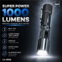 SAMI Linterna LED recargable con zoom de aluminio 1000LM