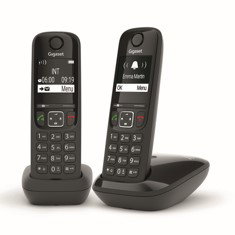 Gigaset AS690 Duo Teléfono Inalámbrico Negro con Manos Libres y Gran Pantalla