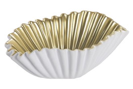 DKD Home Decor Centro de Mesa Resina Blanco y Dorado 24x15x9 cm