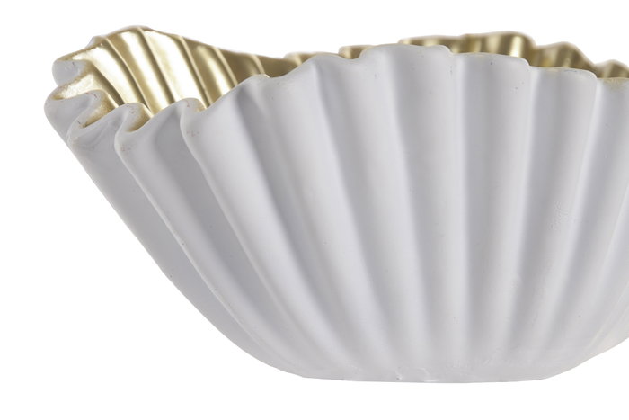 DKD Home Decor Centro de Mesa Resina Blanco y Dorado 24x15x9 cm