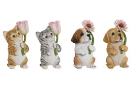 DKD Home Decor Set de 4 Figuras de Animales en Resina Multicolor