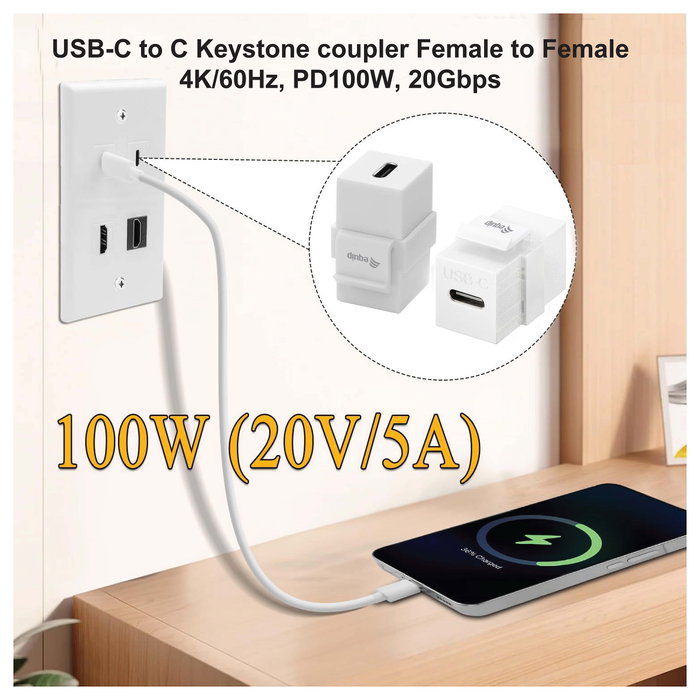 EQUIP Módulo Keystone-Koppler USB 3.2 Gen2 USB-C a USB-C Blanco EQUIP Módulo Keystone-Koppler USB 3.2 Gen2 USB-C a USB-C Blanco